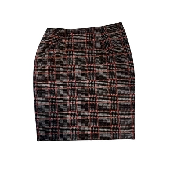 Gerry Weber Knit Skirt Pull On Elastic Waist Academia Wool Size 10 Plaid - Picture 2 of 4